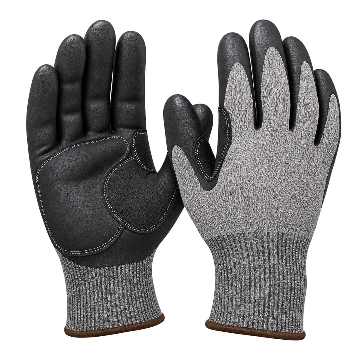 Product image of cut-resistant work gloves on a transparent background