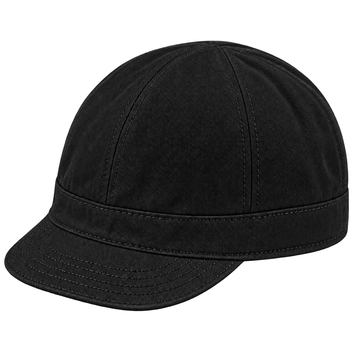 Product image of a black welding cap on a transparent background