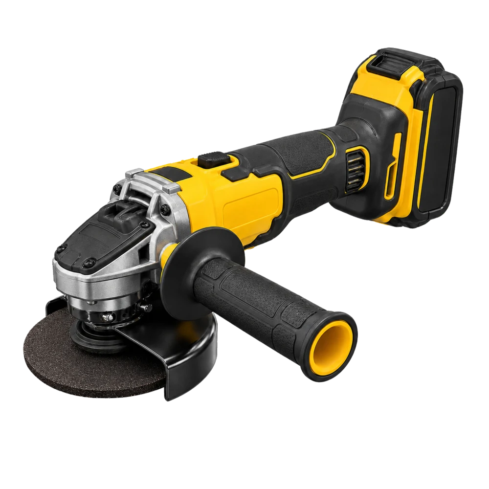 Original product-focused illustration representing DEWALT 20V MAX XR Brushless 4-1/2-Inch - 5-Inch Variable Speed Paddle Switch Angle Grinder (DCG410VSB)