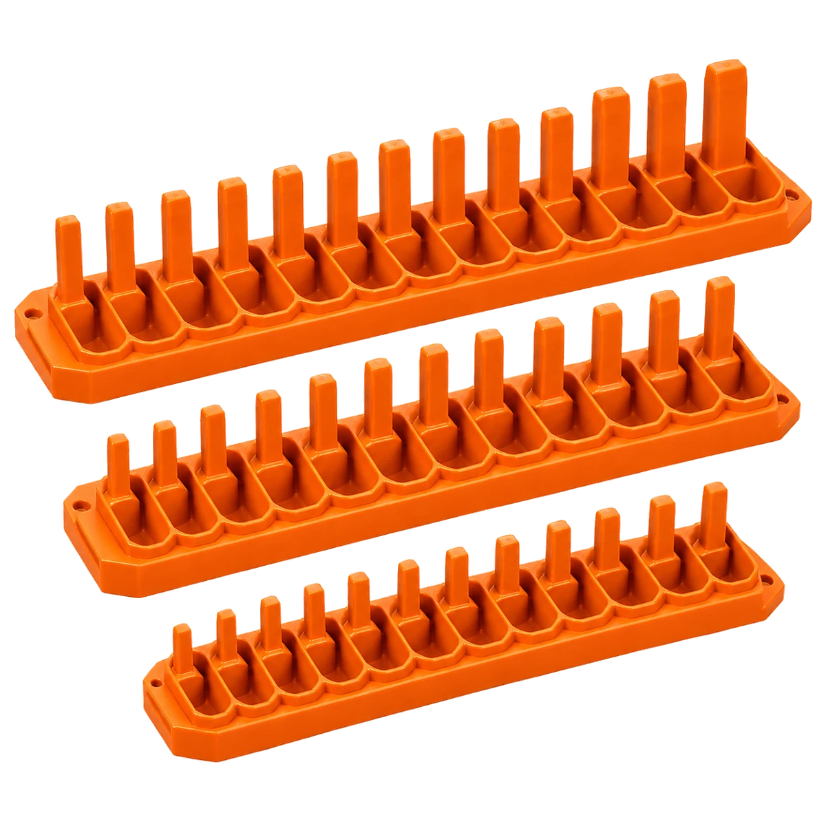 Original product-focused illustration representing a GEARWRENCH 83119 orange metric socket storage tray set