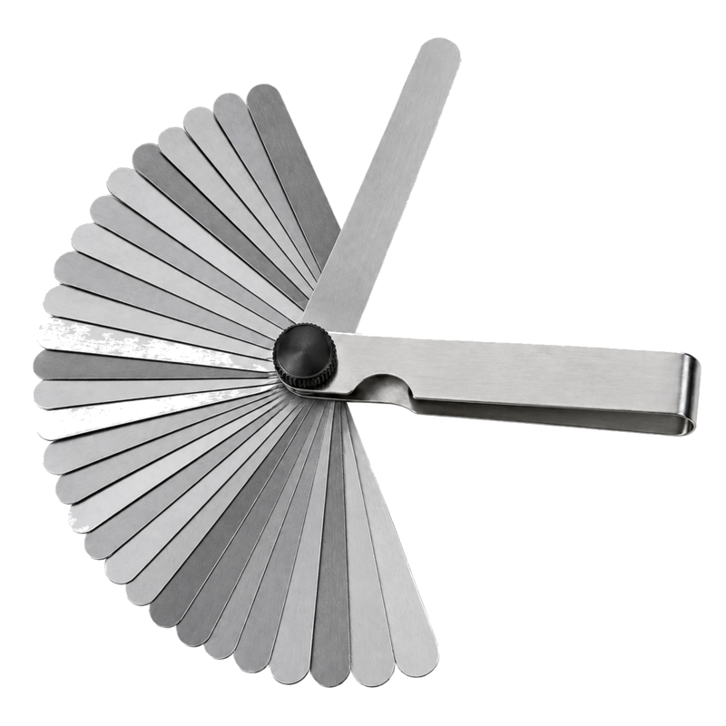 Original product-focused illustration representing a Proto J000TL 25-blade long feeler gauge set