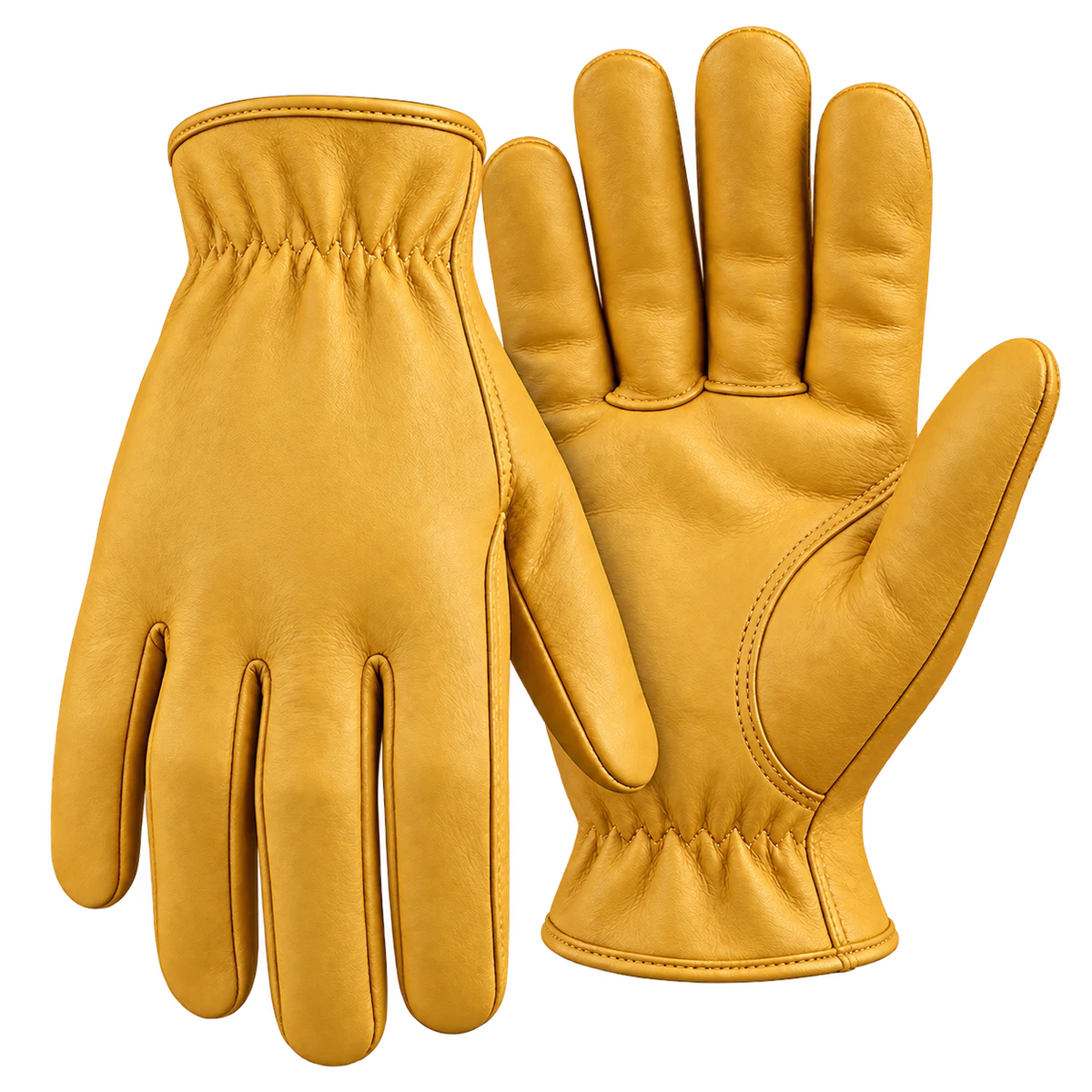 Product image of tan leather drivers gloves on a transparent background