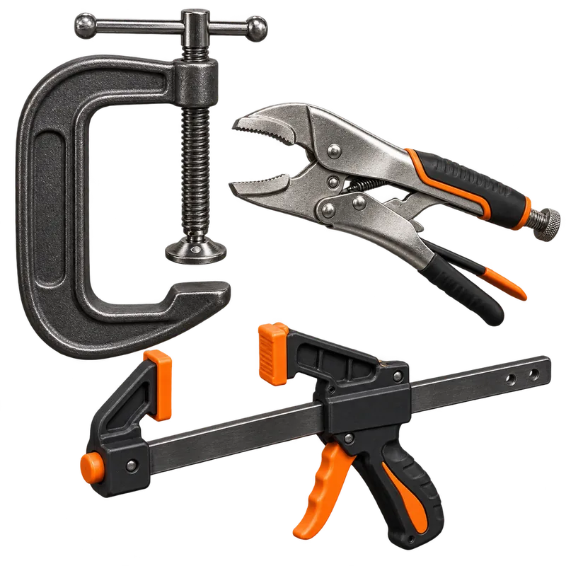 Illustration of clamps and holding tools
