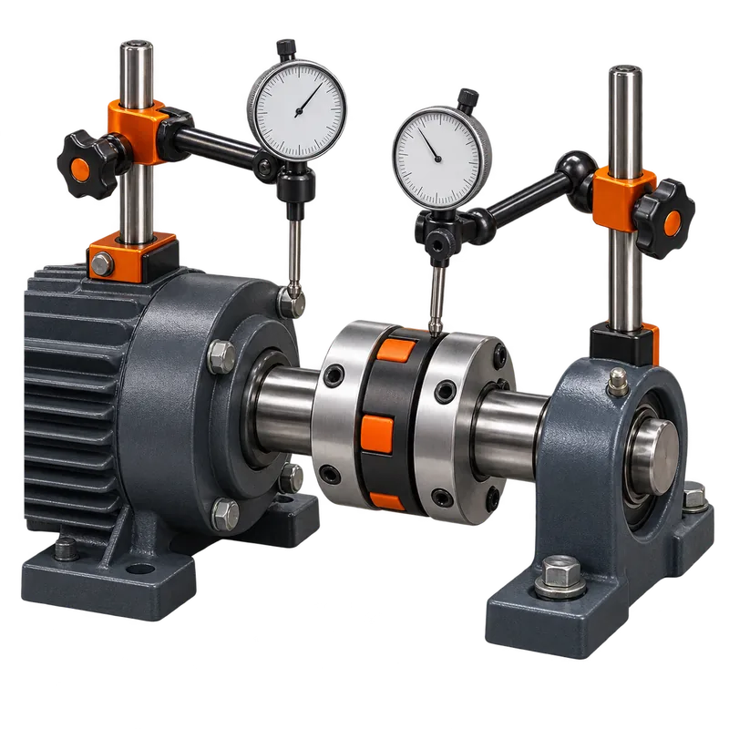Dial indicator shaft alignment setup