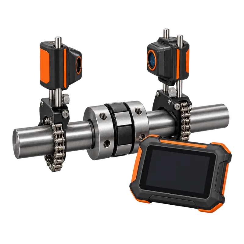 Laser shaft alignment system with paired sensor heads and handheld display