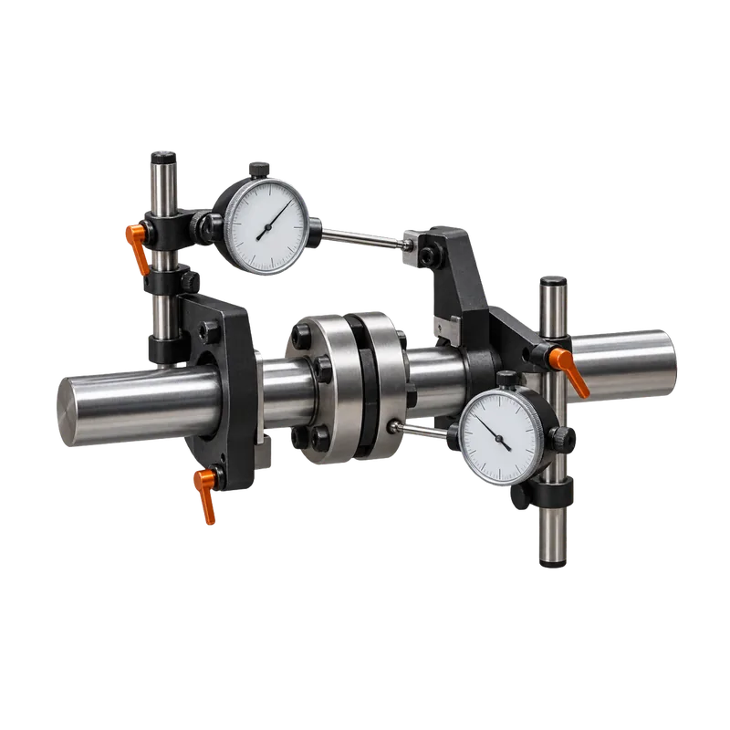 Reverse-dial shaft alignment setup with two indicators